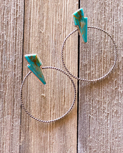 Kingman Bolt Stud Hoops (Green)